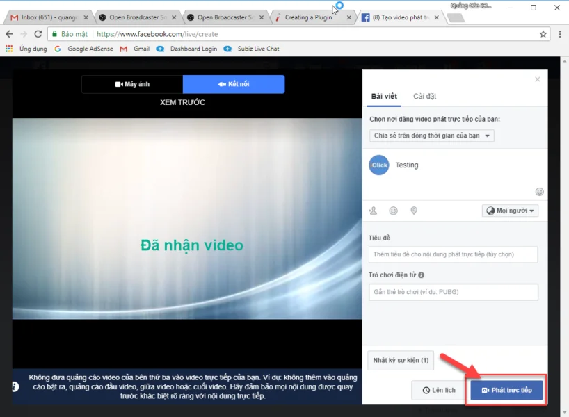 Hướng dẫn live stream từ file video có sẵn lên Facebook bằng phần mềm OBS