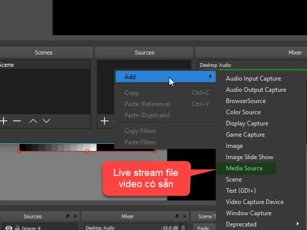 Hướng dẫn live stream từ file video có sẵn lên Facebook bằng phần mềm OBS