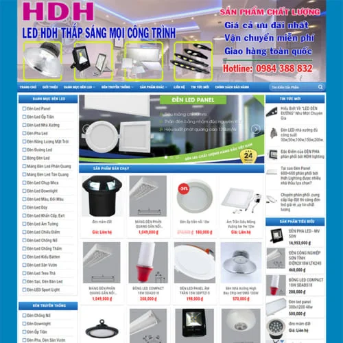 Thiết Kế Website Bán Đèn Led MA-141