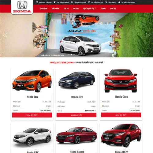 Thiết Kế Website Bán Xe Oto Honda MA-144