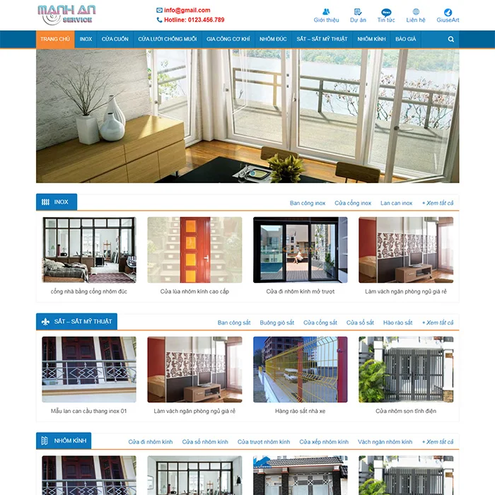 Thiết Kế Website Cơ Khí - Nhôm Kính MA-017