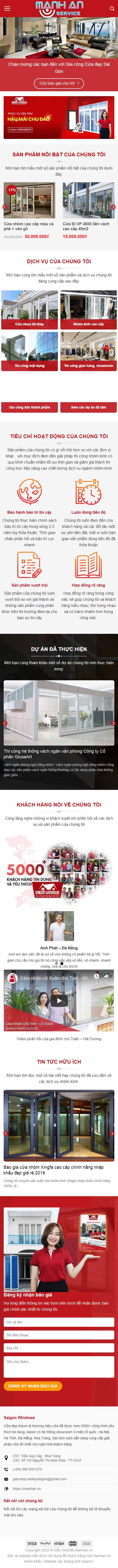 Mẫu Website Cửa Nhom Kinh Ma 019 Mạnh An Service