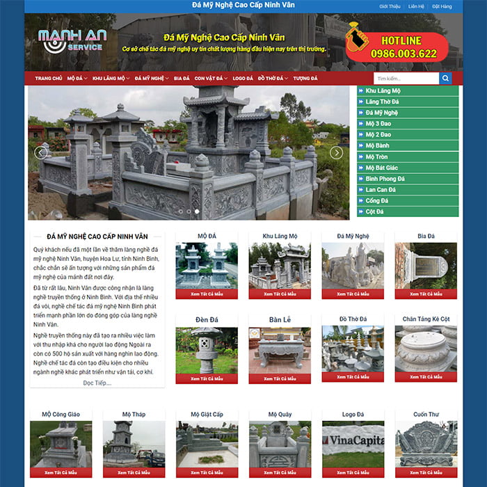 Mẫu Website Đá Mỹ Nghệ MA-123