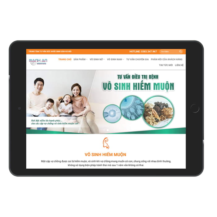 Mẫu Website Phòng Khám Chữa Bệnh Vô Sinh MA-094