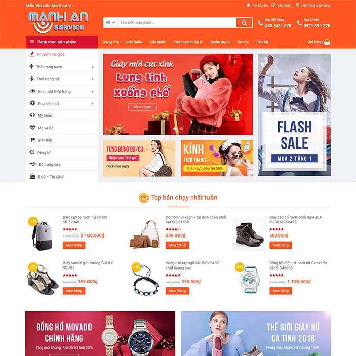 Thiết Kế Website Shop Thời Trang - Phụ Kiện MA-075