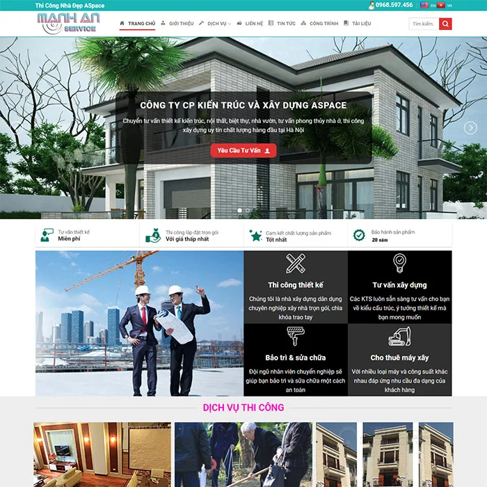 Thiết Kế Website Thi Công Nhà Đẹp MA-183