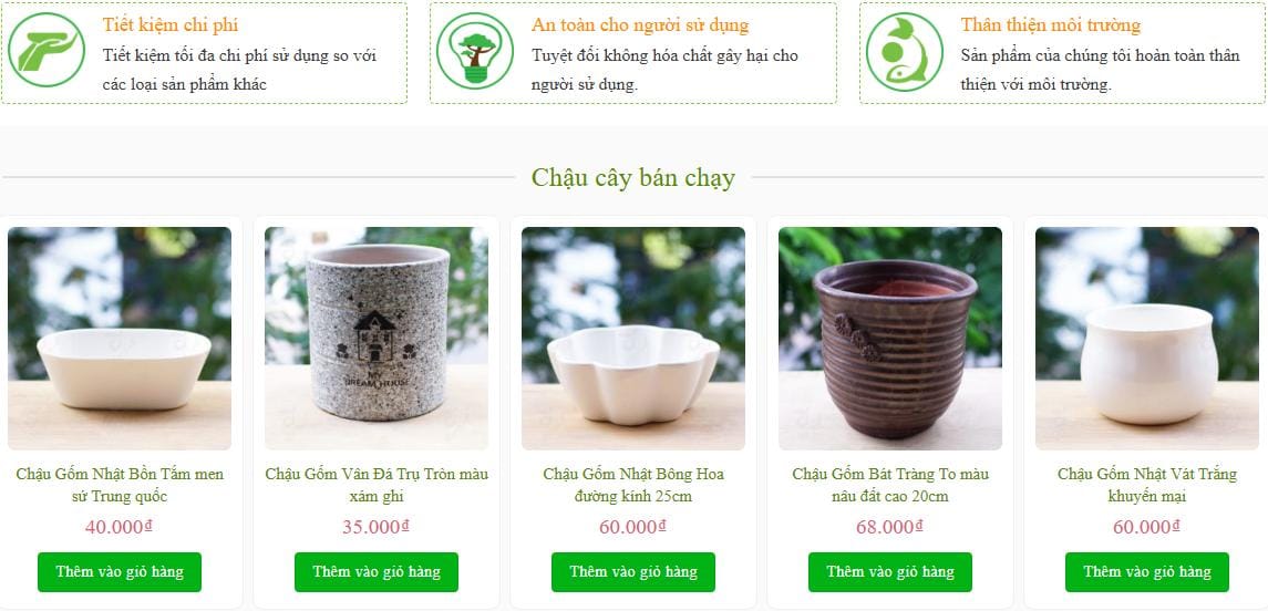 Thiết Kế Website Bán Chậu Hoa Cảnh, Bán Hoa MA-012