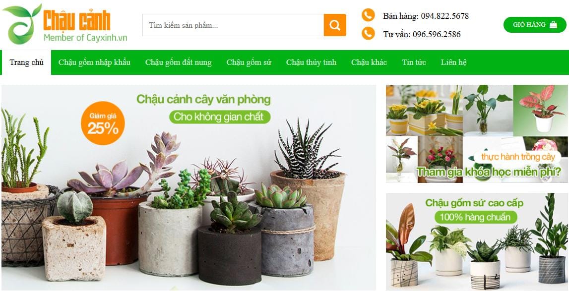 Thiết Kế Website Bán Chậu Hoa Cảnh, Bán Hoa MA-012