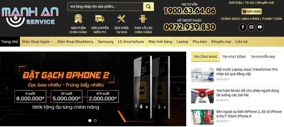 Thiết Kế Website Bán Điện Thoại MA-002