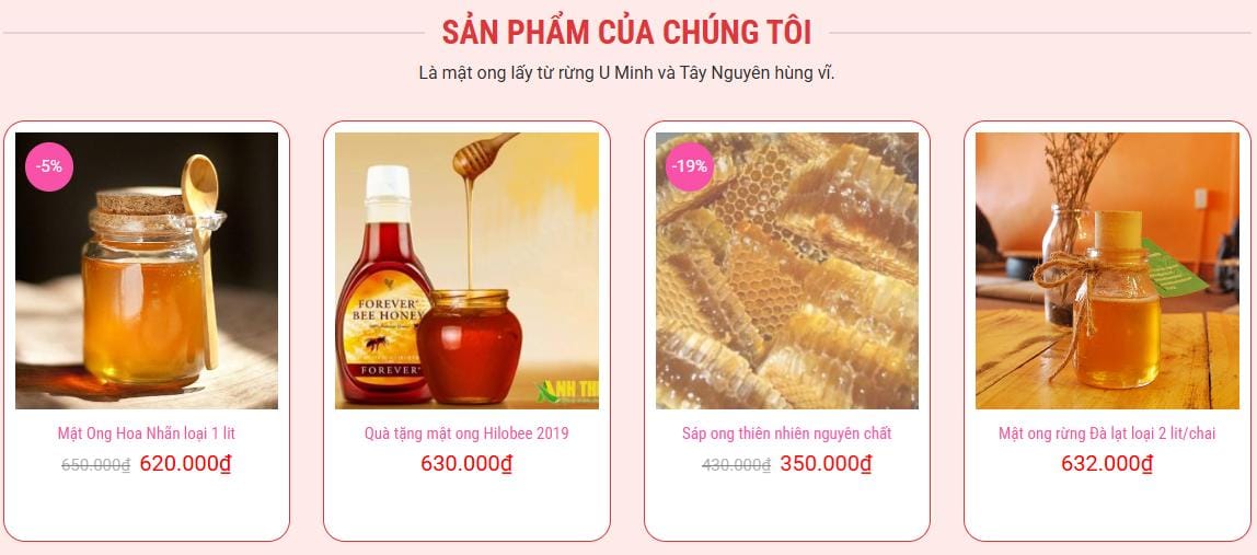 Thiết Kế Website Bán Mật Ong, Thực Phẩm Chức Năng MA-003