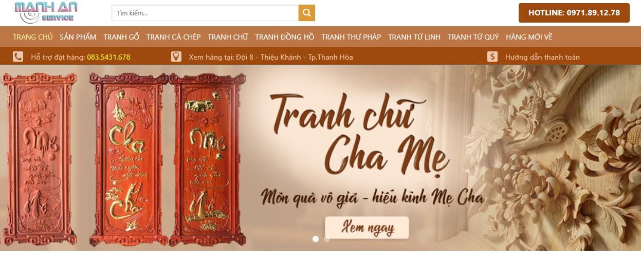 Thiết Kế Website Bán Tranh Gỗ MA-101