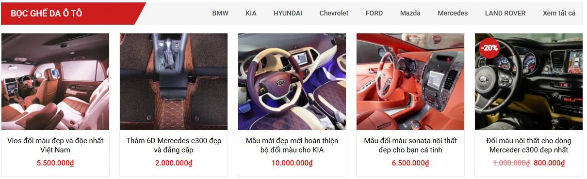 Thiết Kế Website Nội Thất Oto MA-070