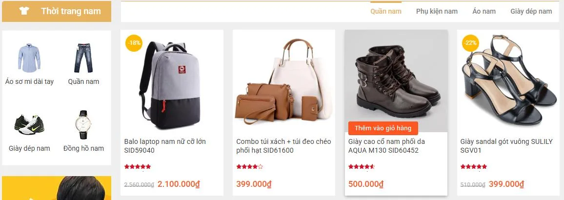 Thiết Kế Website Shop Thời Trang - Phụ Kiện MA-075