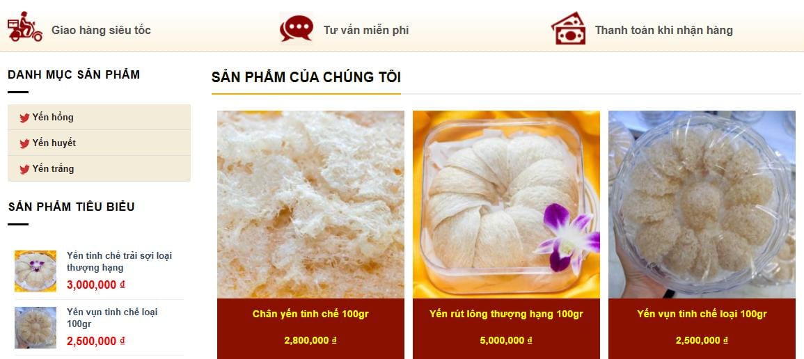 Thiết Kế Website Thực Phẩm Chức Năng, Bán Tổ Yến MA-104