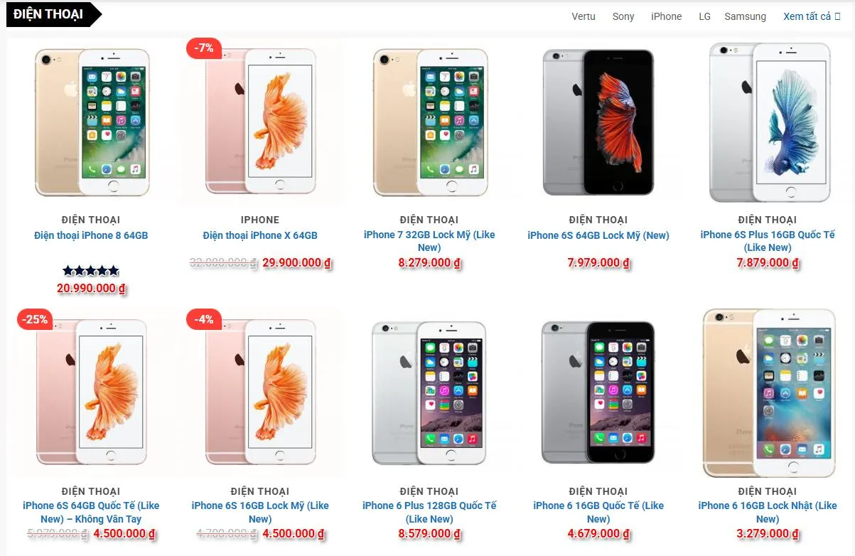 Thiết Kế Website Bán Điện Thoại MA-209