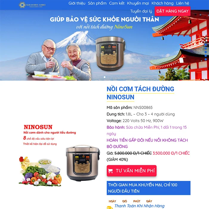 Thiết Kế Landing Page Bán Nồi Cơm Điện MA-254