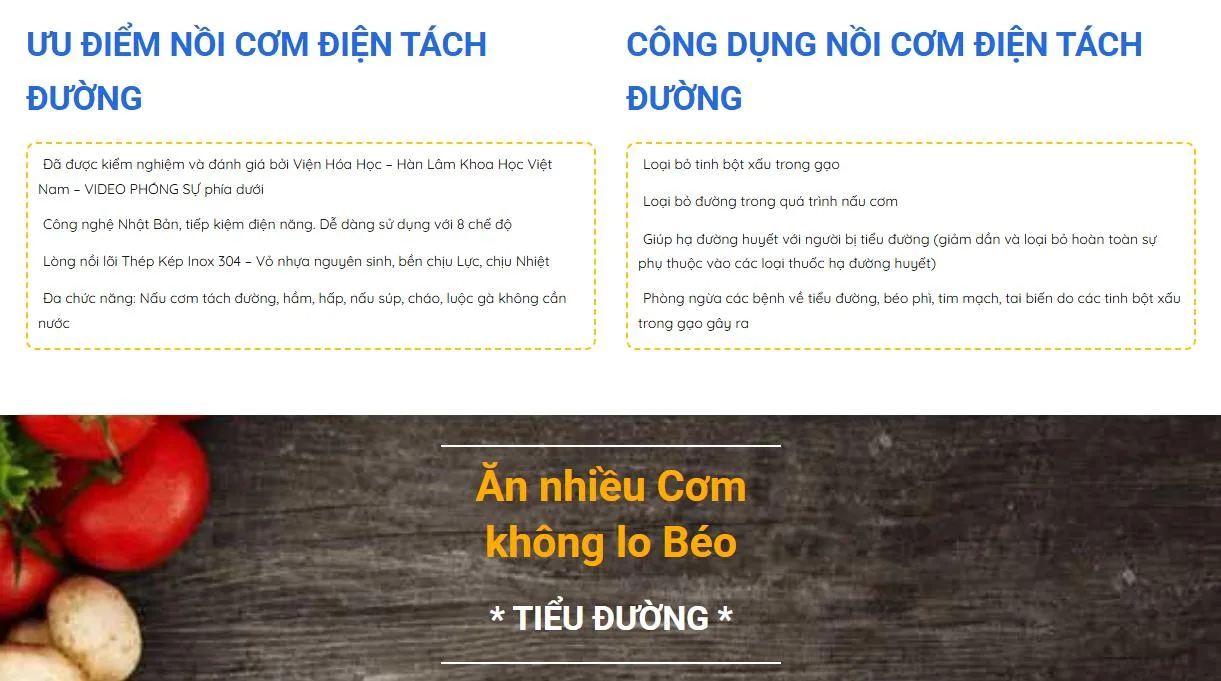 Thiết Kế Landing Page Bán Nồi Cơm Điện MA-254