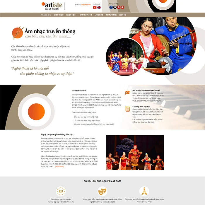 Thiết Kế LandingPage Đào Tạo Các Loại Hình Nghệ Thuật MA-289