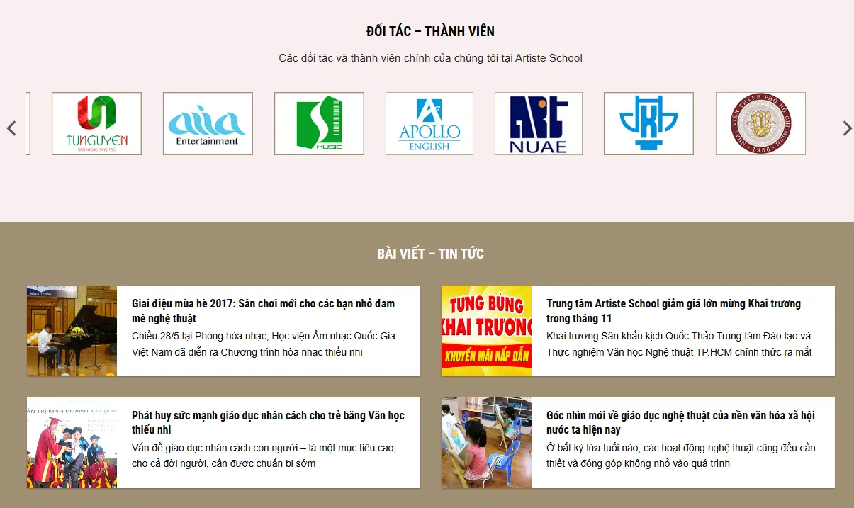 Thiết Kế LandingPage Đào Tạo Các Loại Hình Nghệ Thuật MA-289