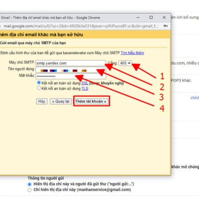 Hướng dẫn chuyển và nhận thư từ Yandex sang Gmail