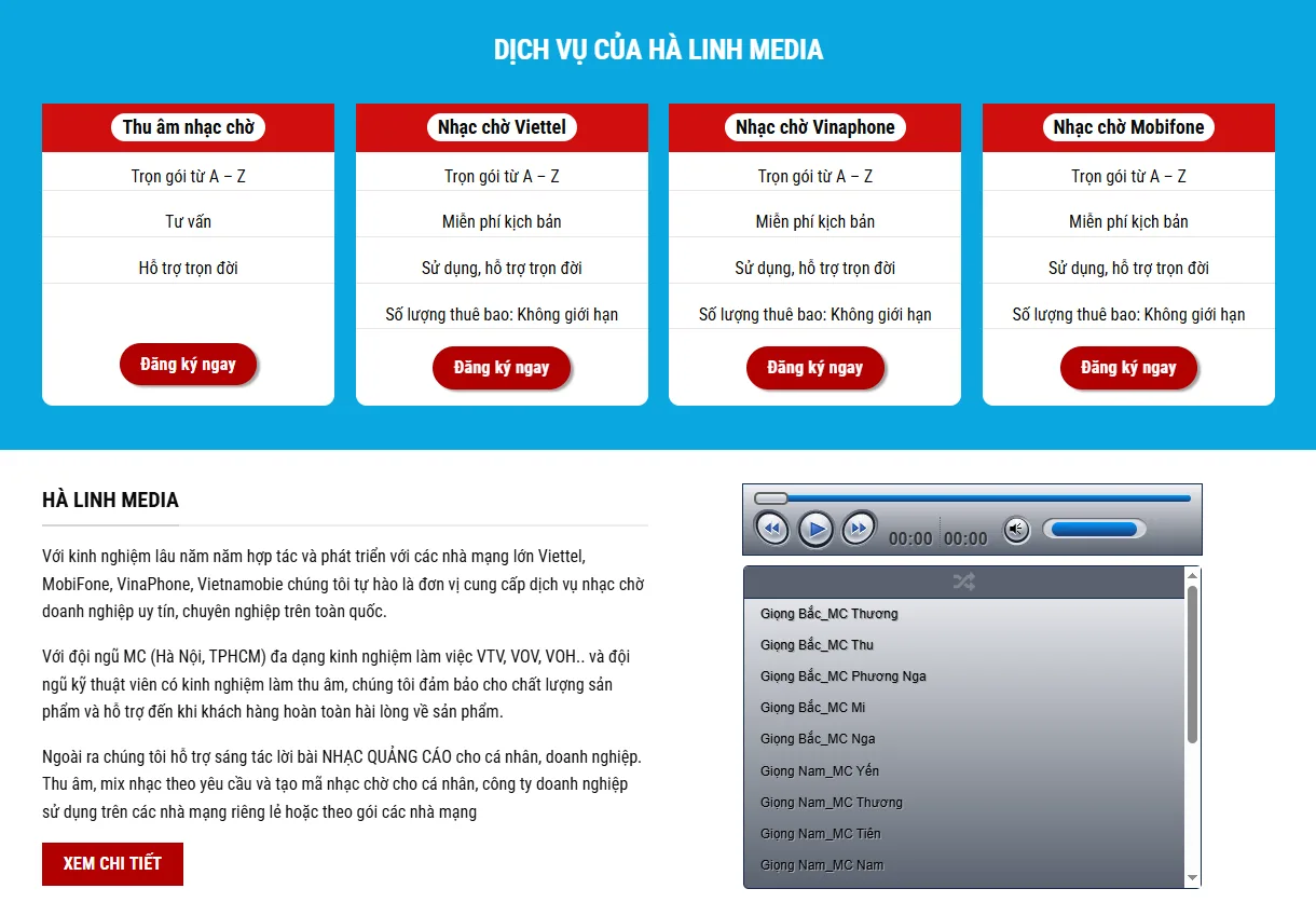 Thiết Kế Website Nhạc Chờ Thương Hiệu MA-318