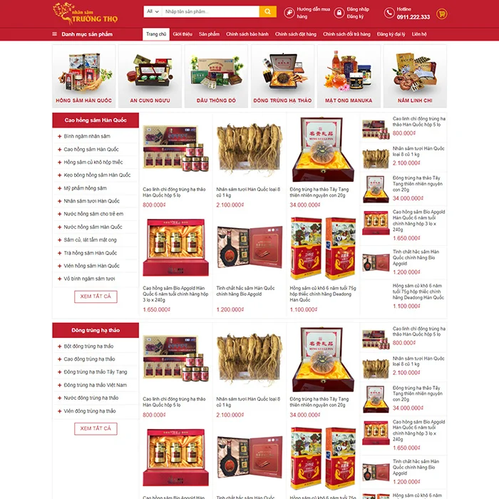 Thiết Kế Website Bán Nhân Sâm MA-381