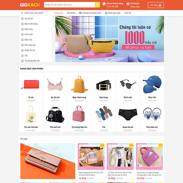 Mẫu Website Bán Phụ Kiện Thời Trang MA-357