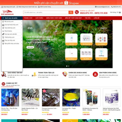 Thiết Kế Website Bán Sinh Vật Thuỷ Sinh MA-349