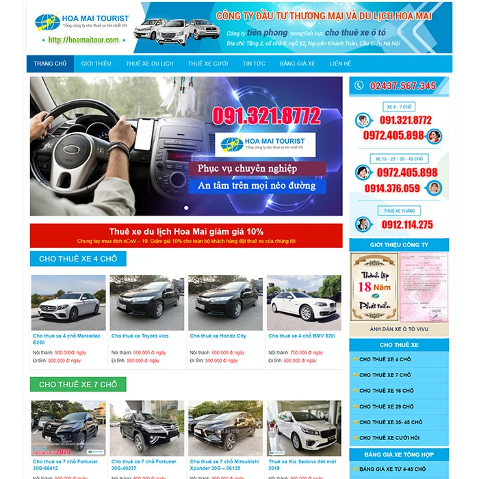 Thiết Kế Website Cho Thuê Xe MA-374