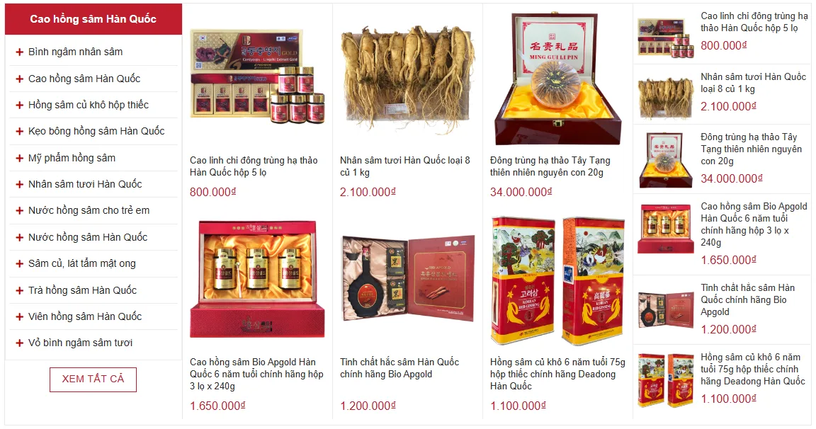 Thiết Kế Website Bán Nhân Sâm MA-381