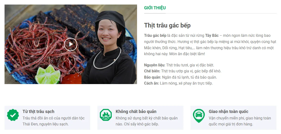 Thiết Kế Website Bán Thịt Trâu MA-391