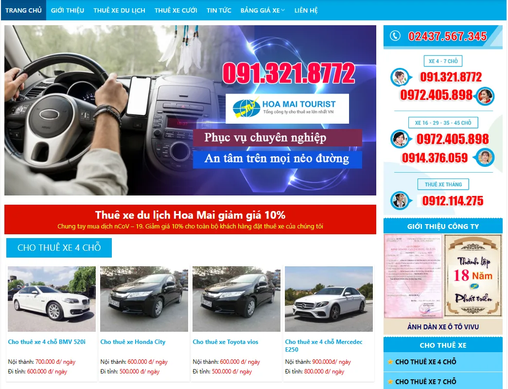 Thiết Kế Website Cho Thuê Xe MA-374