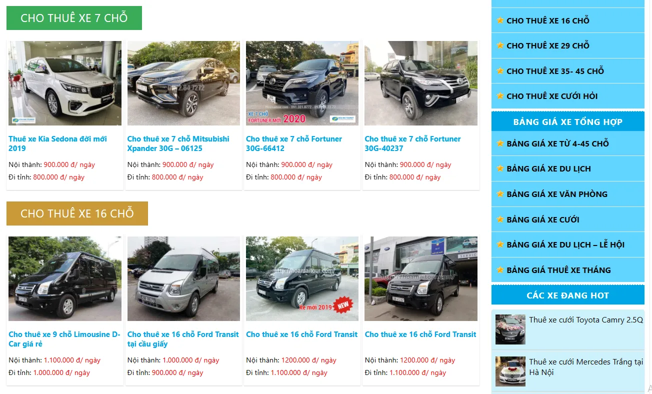 Thiết Kế Website Cho Thuê Xe MA-374