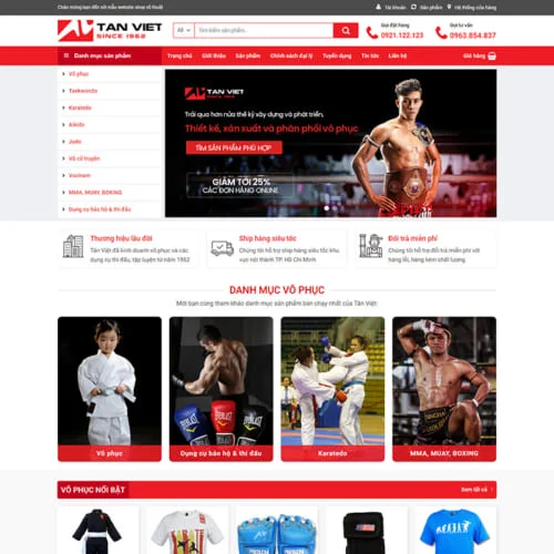 Mẫu Website Bán Đồ Võ Thuật MA-602