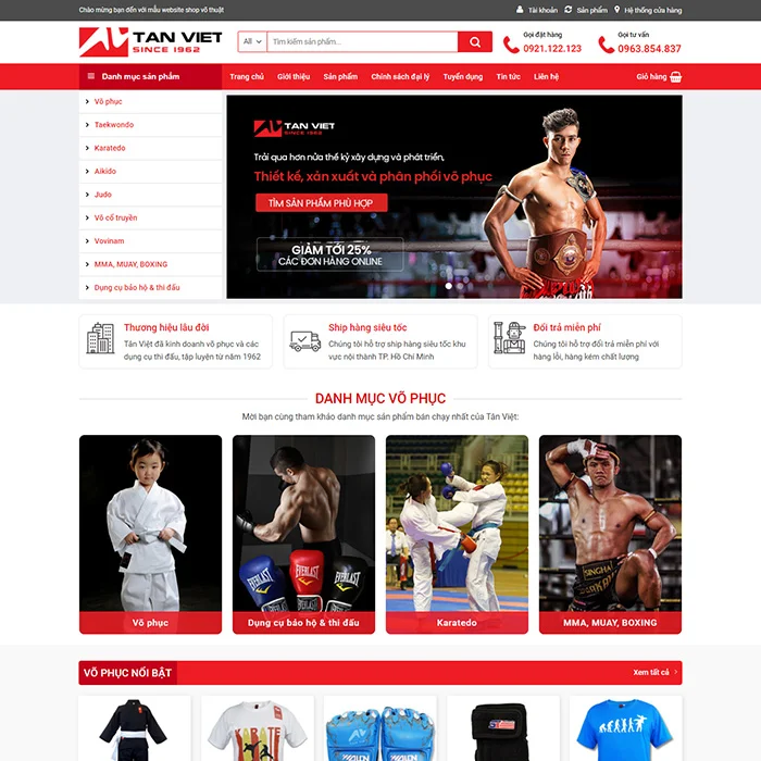 Thiết Kế Website Bán Đồ Võ Thuật MA-602