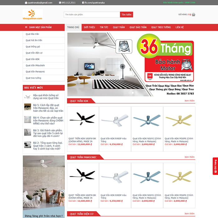 Mẫu Website Bán Quạt Trần MA-541