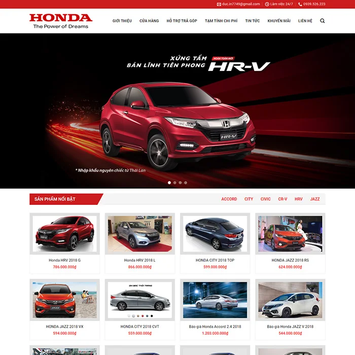 Thiết Kế Website Đại Lý Honda MA-493