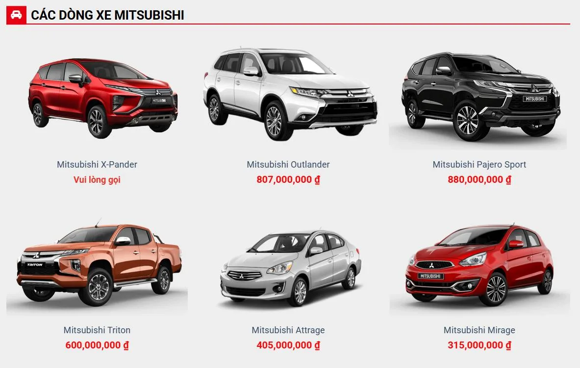 Thiết Kế Website Đại Lý Xe Mitsubishi MA-494