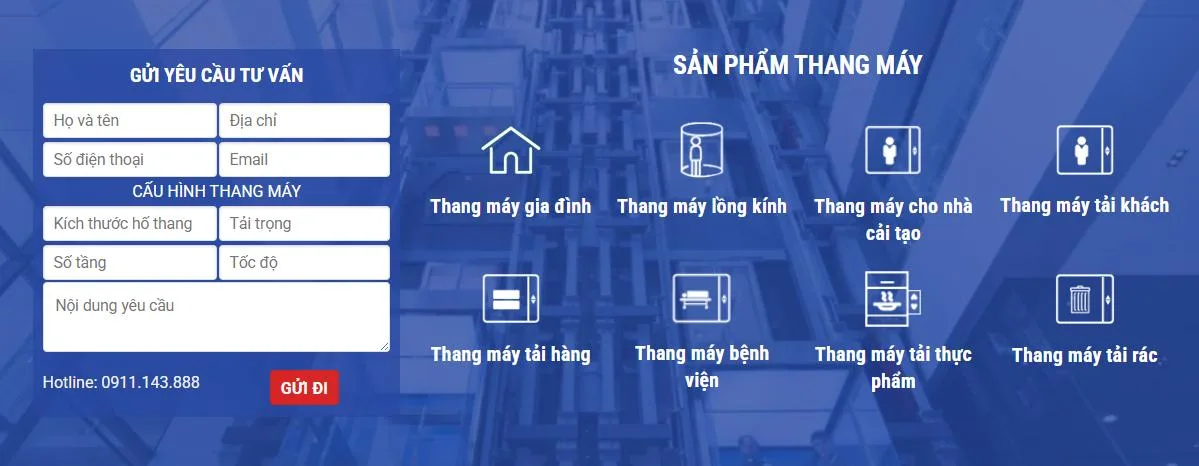 Thiết Kế Website Dich Vụ Cầu Thang Máy MA-330