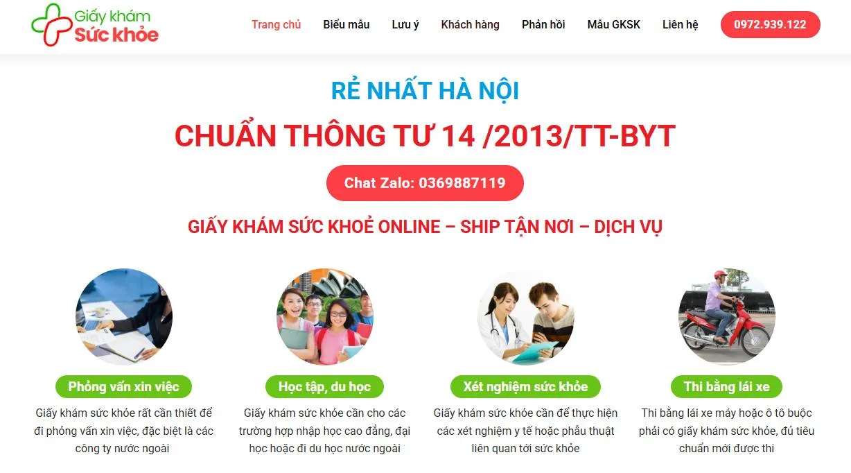 Thiết Kế Website Giấy Khám Sức Khoẻ MA-522