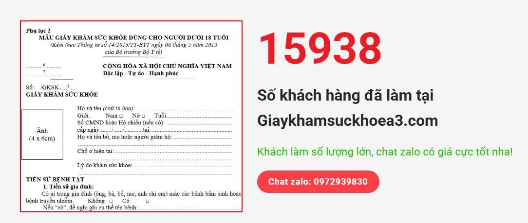 Thiết Kế Website Giấy Khám Sức Khoẻ MA-522
