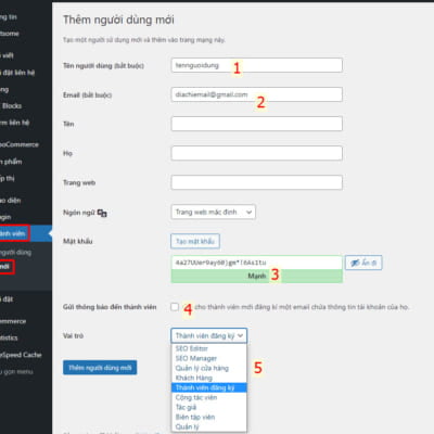 Hướng dẫn thêm thành viên mới trên web
