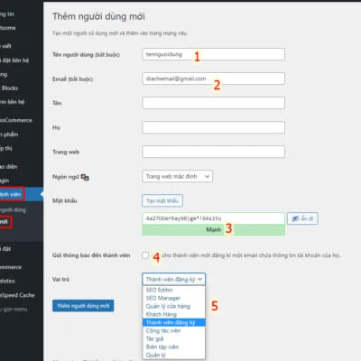 Hướng dẫn thêm thành viên mới trên web