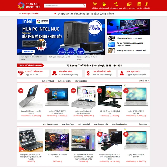 Thiết Kế Website Bán Laptop - Máy Tính - Máy In MA-657