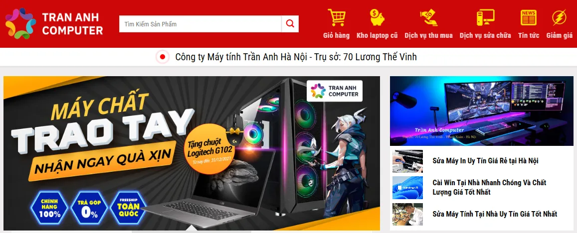 Thiết Kế Website Bán Laptop - Máy Tính - Máy In MA-657