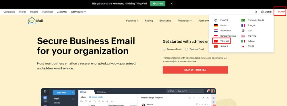 Hướng dẫn sử dụng Zoho email theo tên miền