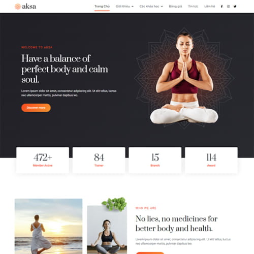 Mẫu Website Dịch Vụ Yoga EL-093