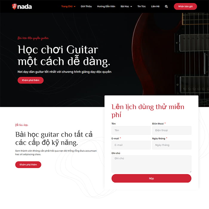 Mẫu Website Lớp Học Guitar EL-168