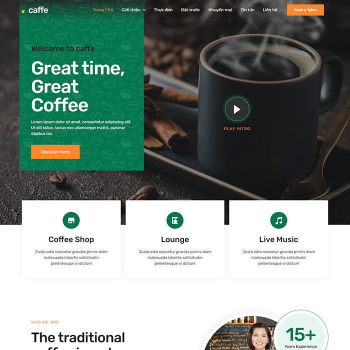 Thiết kế mẫu website dịch vụ bán Cafe