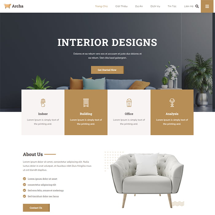 Mẫu website bán đồ nội thất chuẩn SEO